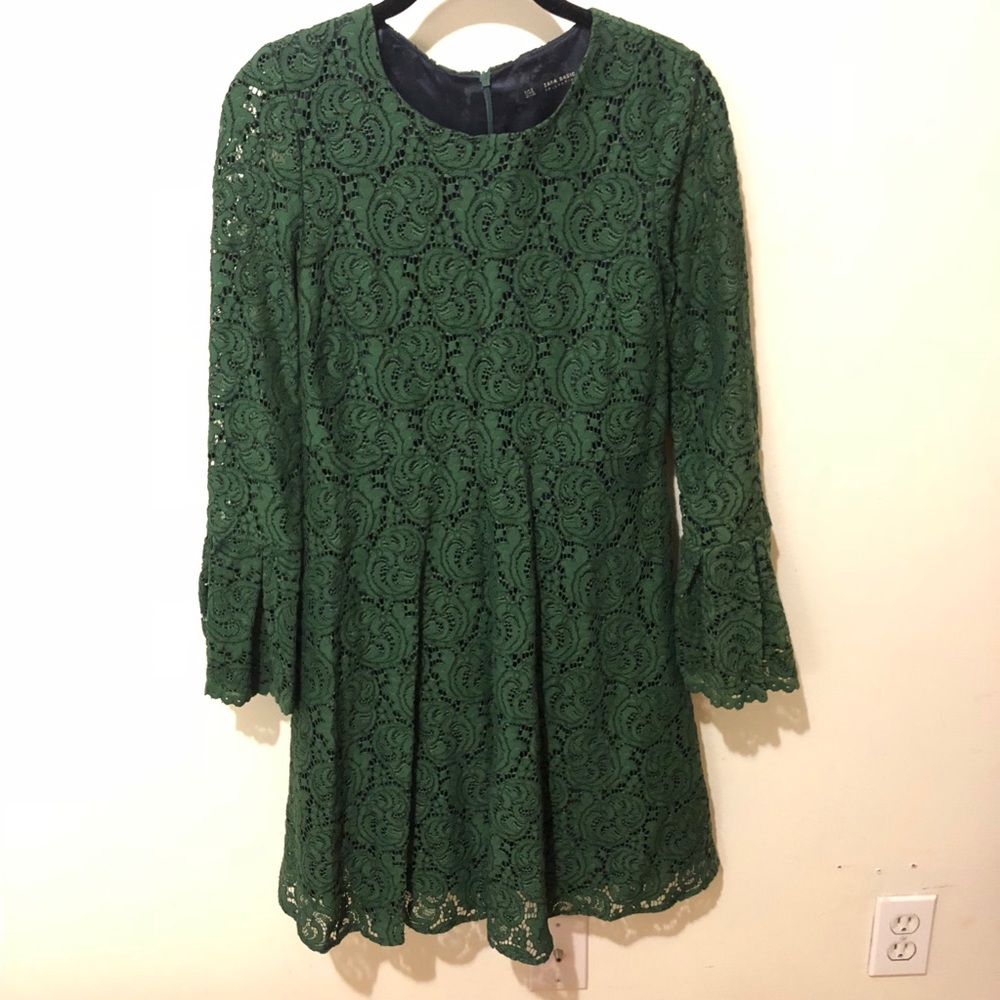 Zara bell-sleeved, green dress